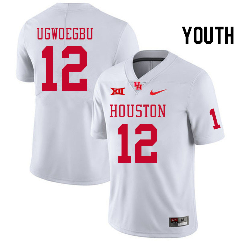 Youth #12 David Ugwoegbu Houston Cougars Big 12 XII College Football Jerseys Stitched-White